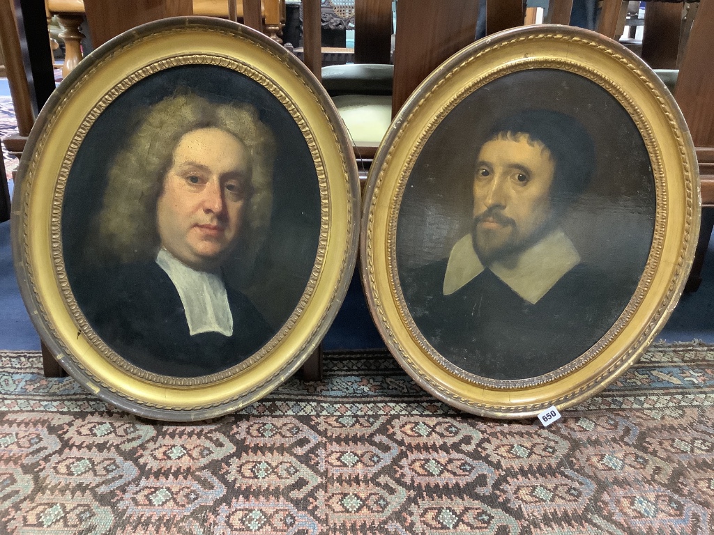 Late 18th century English School, pair of oils on canvas, Portraits of 'Pope Ismael' and a Clergyman, 50 x 40cm